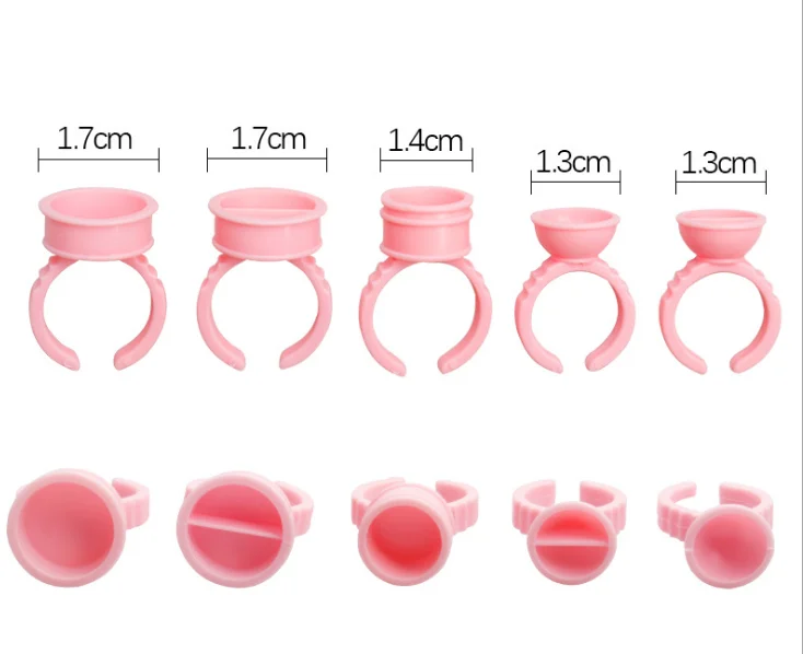 Disposable Pink Blue Plastic Tattoo Pigment Ring Ink Cups Holder Tools Eyelash Extension Glue Rings