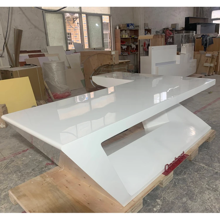Large Size Pure White Solid Surface Office Desk Table New Design Executive Office Furniture Desk Director Table