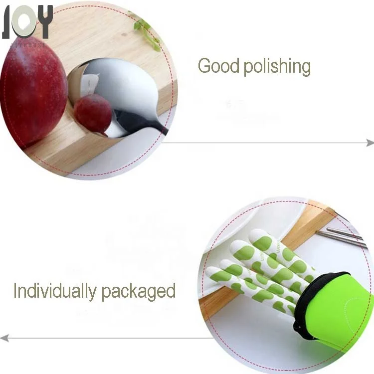 Green Creative Cow Pattern Design Flatware Set of 3 Ceramics Handle Stainless Steel Spoon Fork Chopsticks for Traveling