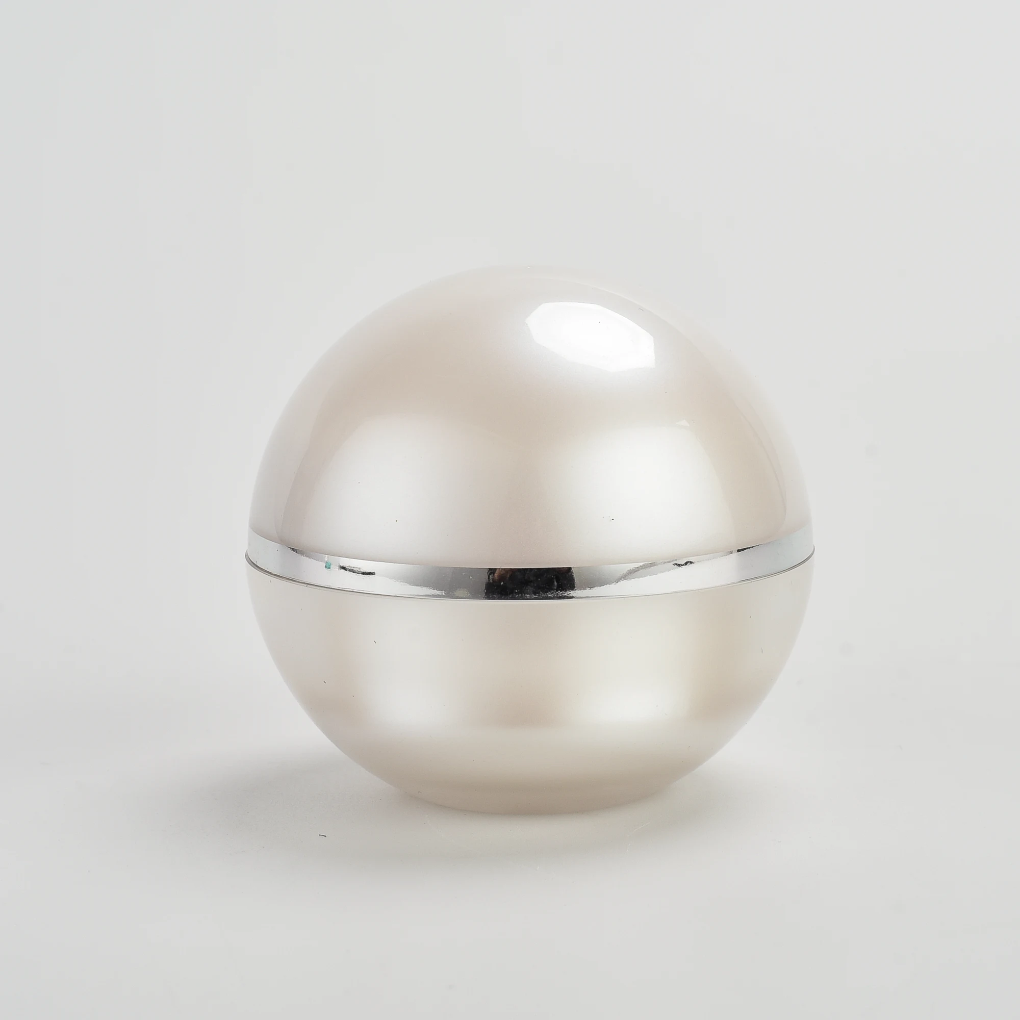 Good quality Pearl white ball shape plastic jar acrylic sphere package 50g cream lipscrub cosmetic containers