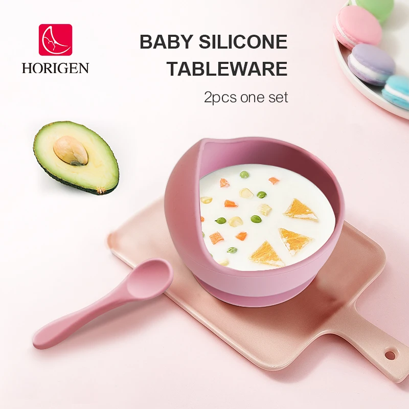 factory OEM custom supplies food grade silicone baby bowl spoon sets bpa free kids silicone tableware