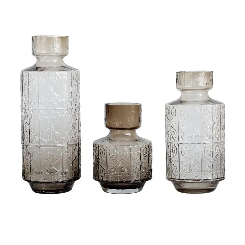 High quality new design embossed graceful chromatic home decor glass flower vase