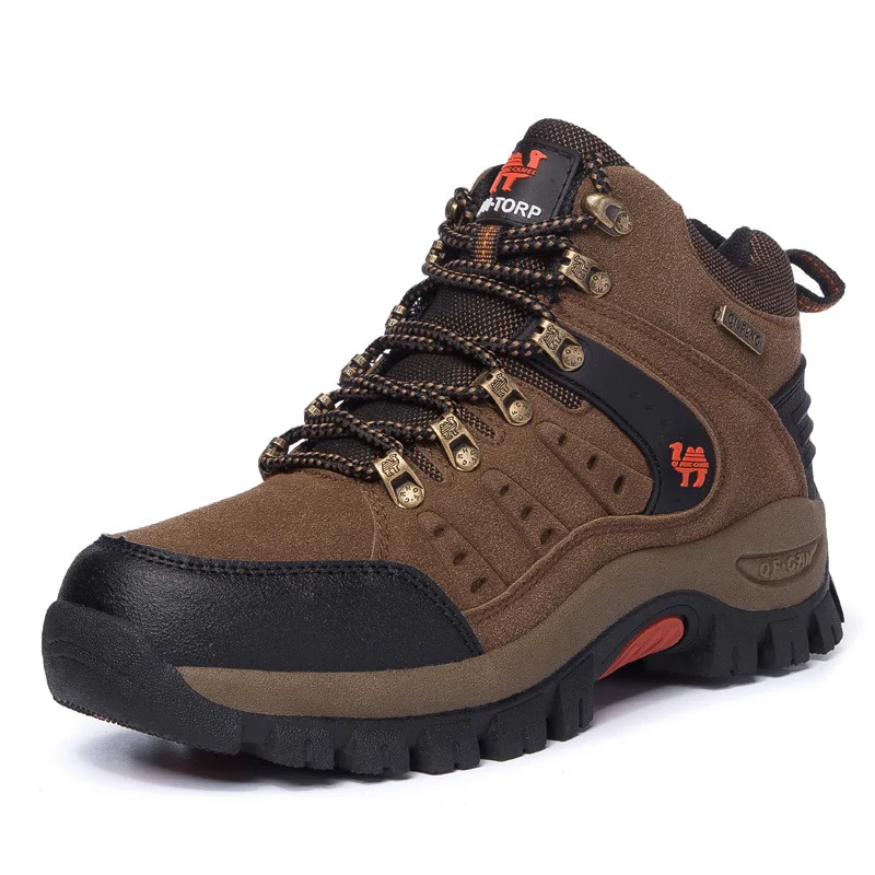 Customized Support Professional Sepatu Gunung Outdoor Cow Leather Men Waterproof Trekking Shoes Hiking