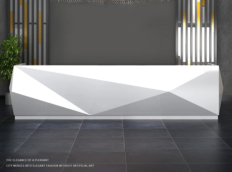 2019 Latest piano baking paint white modern office elegant reception desk