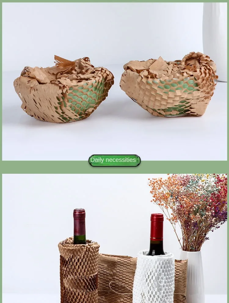 eco friendly Biodegradable Gift Wrapping Paper Roll Recycled Brown Perforated-Packing Honeycomb Kraft Paper Roll