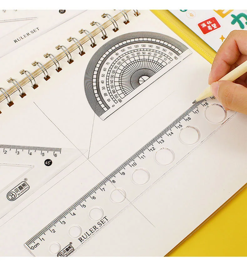 Multifunctional 20CM Plastic Ruler Set Four-Piece Math Suit for Students Office & School Promotions Stationery Set