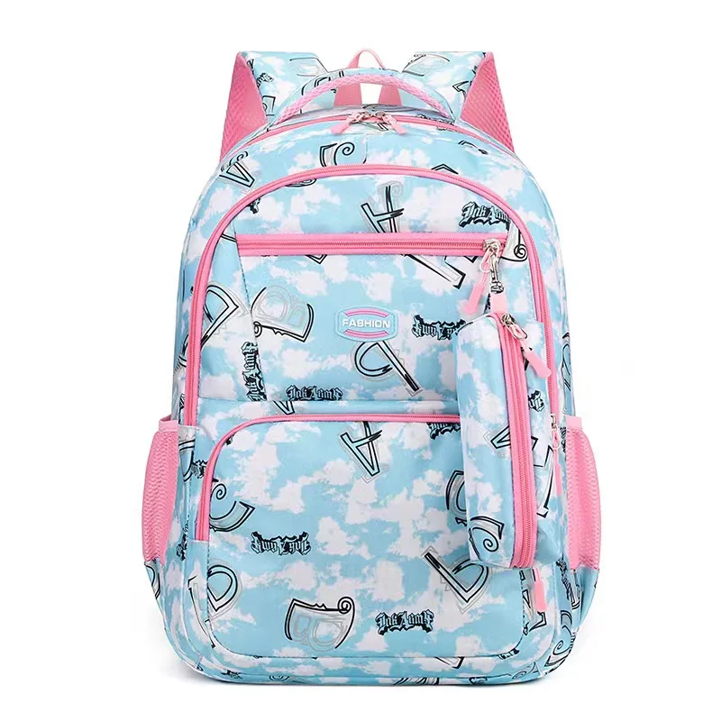Primary Bow Knot Schoolbag With Rabbit Pendant For Girls Orthopaedics Kids Backpack Kawaii Waterproof School bag
