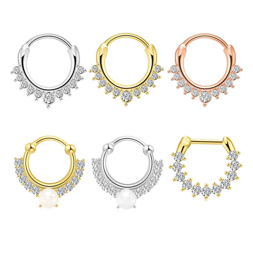 male cute rose bee septum twisted ornaments for women stainless still heart high quality gold filled opal fashion nose ring .