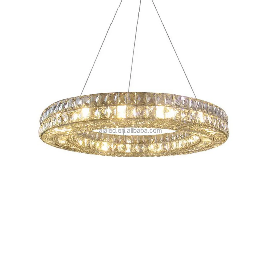 Luxurious Nordic crystal chandelier postmodern ring hotel villa lights simple multi-layer circular lamp pendant light