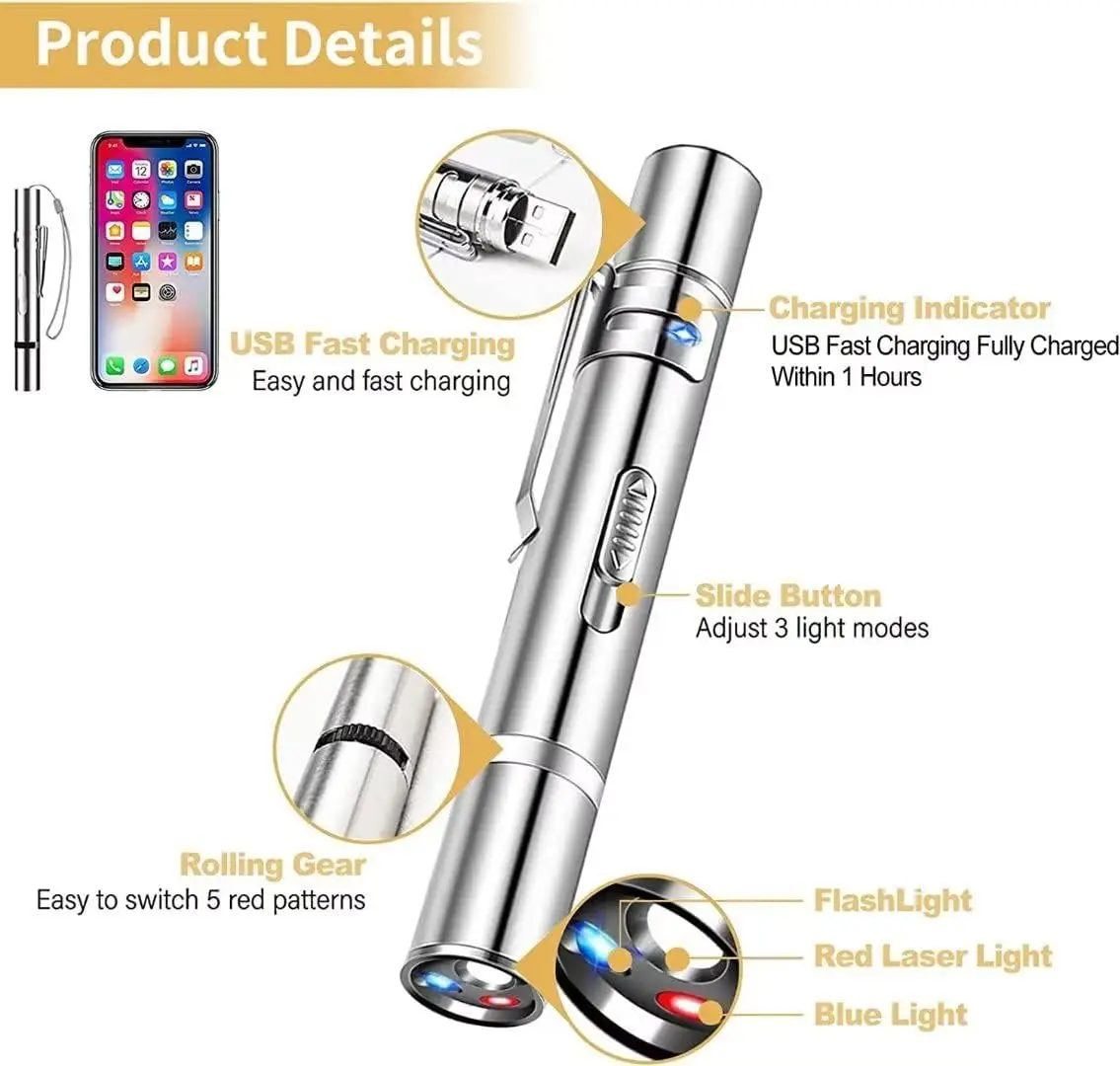 7 Adjustable Patterns Rechargeable Mini Long Range 303 Laser Pointer Puntero Lazer Light for pets