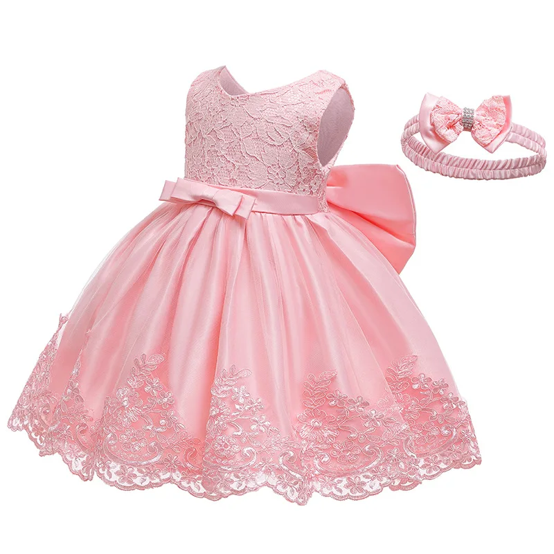 Wholesale Latest Summer Birthday Baby Solid Color Sleeveless Pageant Simple Tutu Cute One-Piece Girls Dresses
