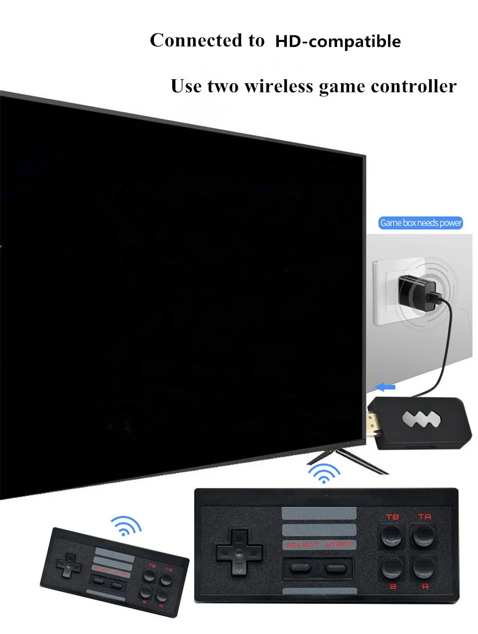 HDTV Retro Video Out 818 TV Game Stick 4k Video Game Handheld Console with 2 Wireless 2.4G Dual Player Joystick