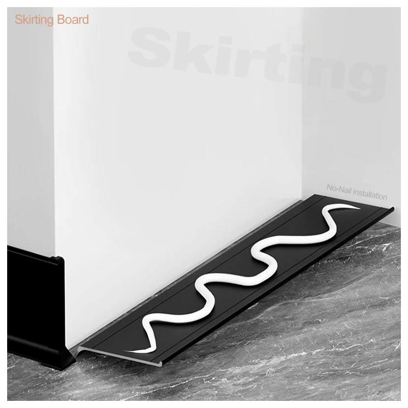 Skirting board No Nail ultra thin wear resistant waterproof material quality PVC aluminum alloy skirting line for All scenes