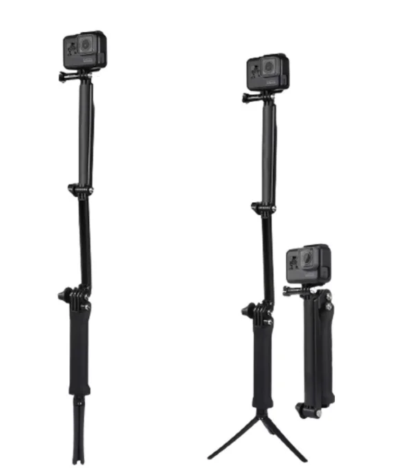 hot selling adjustable foldable 3 in 1 3-way selfie stick tripod for gopro camera for action