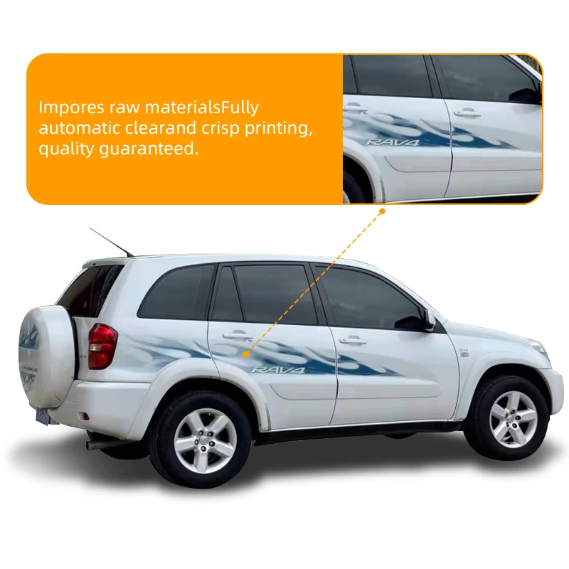Car Both Side Skirt vinyl Wrap Racing Stripes 5 door blue decals car body sticker For Toyota RAV4 2005