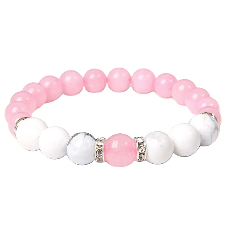 Moonstone Natural Stone Beads Bracelet For Women White Turquoises Shiny Prayer Healing Couple Bangles Female Jewelry