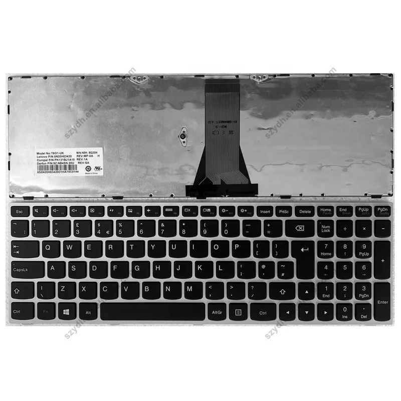 New Silver Frame Laptop Keyboard For Lenovo G50 G50-30 G50-45 G50-70 G50-80 Z50 Z50-75 Z51-70 T6G1-UK 5N20H03420 UK Keyboards