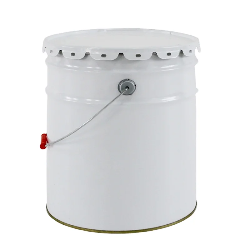 Factory price 16L metal chemical bucket white paint buckets with lock