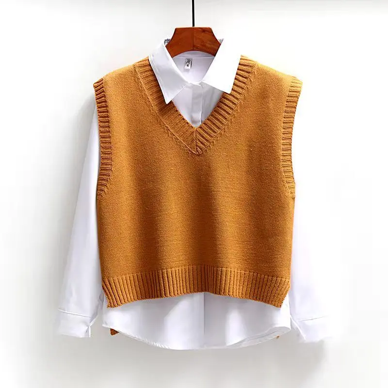 Качественный женский свитер дизайнерский Топ жилет с v-образным вырезом Трикотажный Хлопковый Женский вязаный без рукавов из спандекса индивидуальный