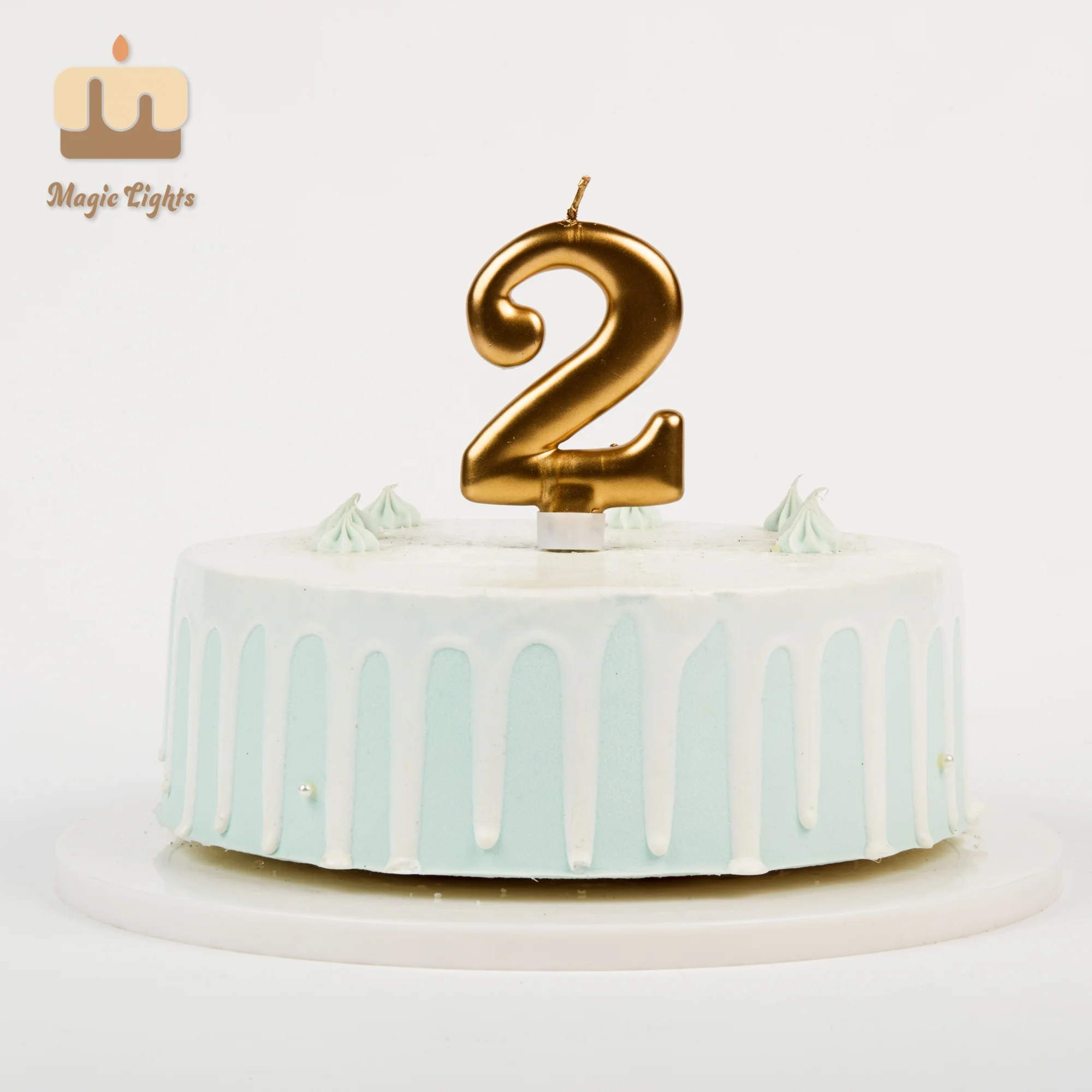 Metallic Gold Big Number 7 Birthday Candle For Tesco