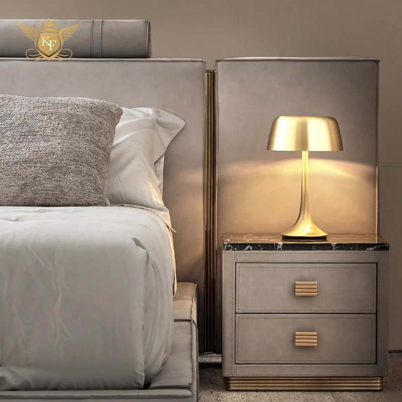 Foshan factory King queen leather bed 1.8 m double bed furniture bedroom set furniture with nice quality made in china