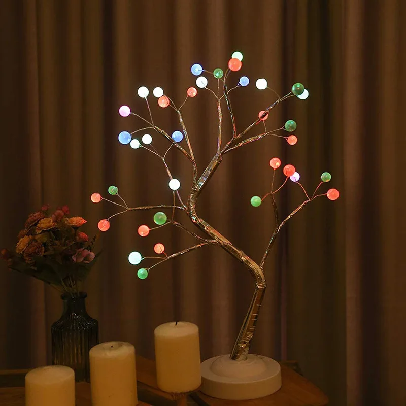 Led Pearl Tree Battery USB Touch Switch Party Decoration Night Light Gift Lamp Home Battery/USB Operated Decor Lamp
