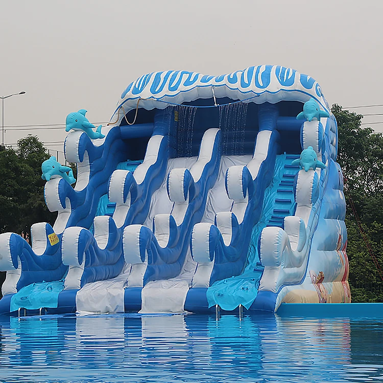 High Dual Water Slide Thrilling Commercial Inflatable Water Slide for Adults Outside Inflatable Games Swimming Pool Fun