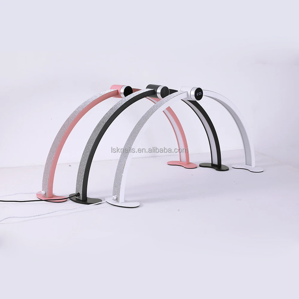 New Design Diamond Light Half Moon Lamp For Nail Table Adjustable Brightness Arch Ring With Time Display  Beauty Lamp
