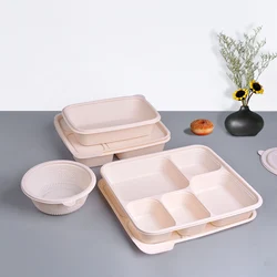 Disposable Tray Degradable Pulp School Canteen Takeout Packaging Multi Grid Lunch Box Cheap Sugar Disposable Plates For Food