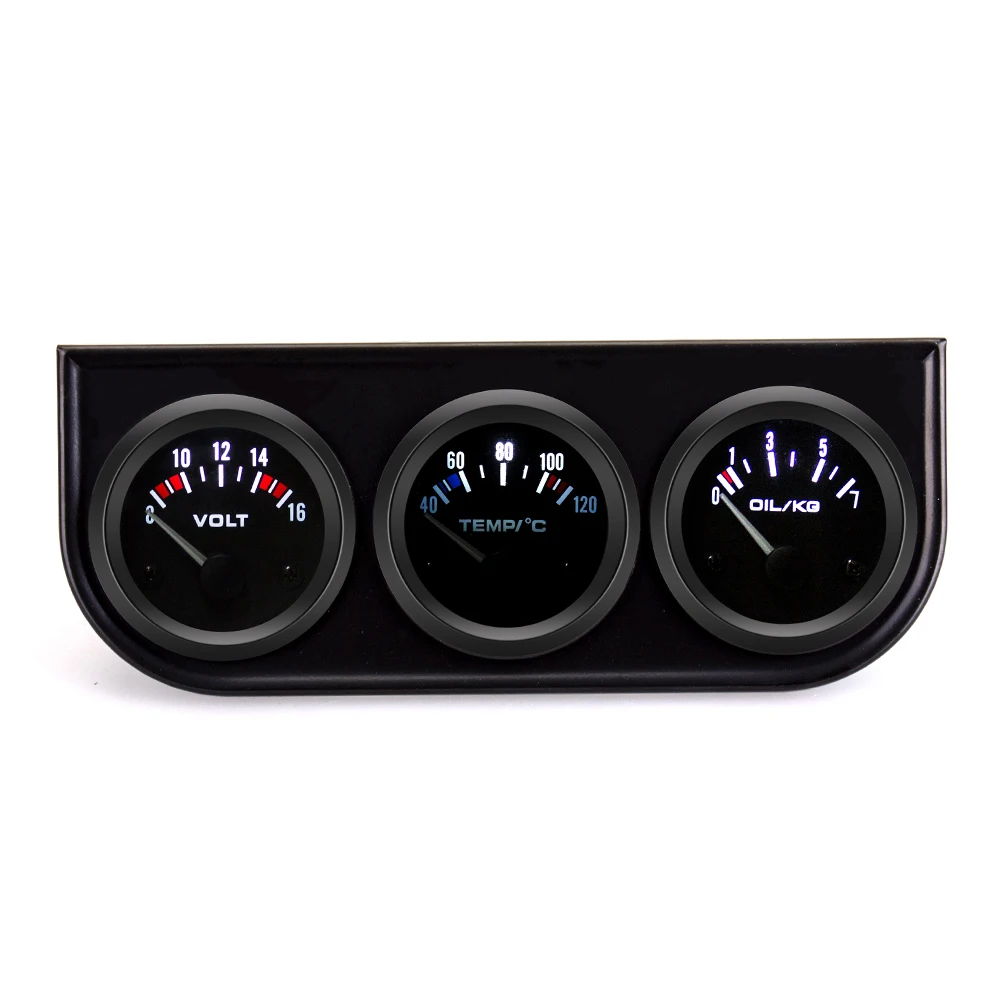Dragon gauge 52mm Triple Gauge Kit Water Temp Gauge/Oil Temp Gauge/Oil Pressure Gauge With Sensor for 12V Car Auto Racing Gauge