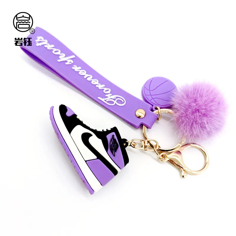 
Wholesale 3D Mini Sneaker AJ Jordan Shoe Keychain Model Fashion Hairy Ball Keychain 