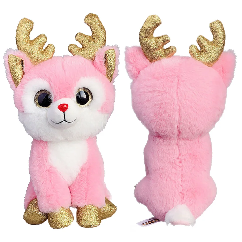 Creative Christmas Big Eyes Stuffed Reindeer Toys Wholesale Custom Moose Plush Reindeer Santa Toys
