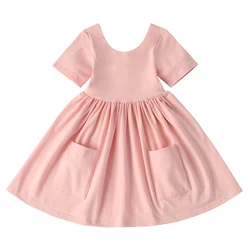 Custom Clothing Summer Elastic Cotton Twirly Skater Dress Outfit Casual Wear Twirl Dresses For Girls