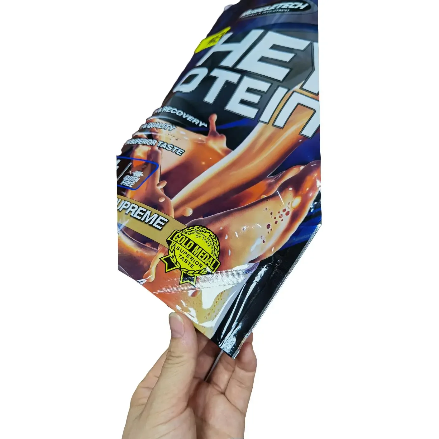 1kg 2kg 5kg Custom protein powder stand up zipper resealable laminated nylon plastic aluminum foil wheat flour packaging bag