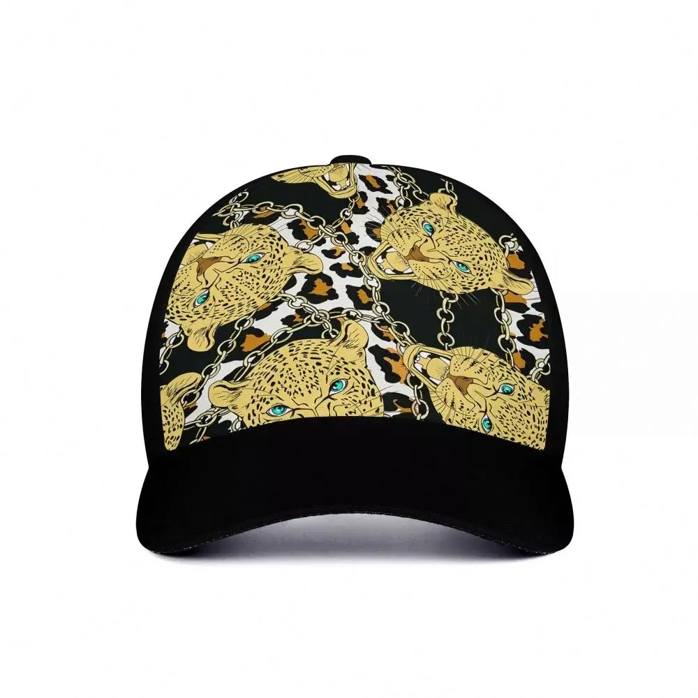 
Hot Selling Outdoor Sun Cap Baseball Sports Cap Outdoor High Quality Cap Leopard And Chain Custom Pattern 
