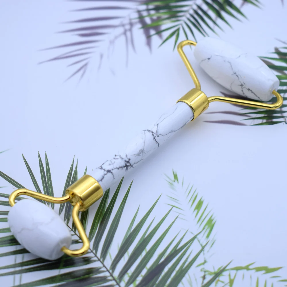 Pura original rose quartz noiseless white turquoise roller for jade roller face facial skin care tool anti-aging jaspe picasso