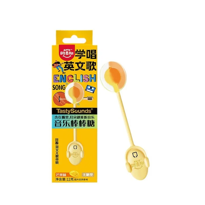 Sugar coated hard candy lollipop 16g best price wholesale Christmas music transmission peach flavor lollipop candy