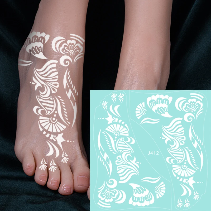 OEM New Product Colorful Body Painting Art Disposable Semi Permanent 3D Disposable White Waterproof Lace Henna Temporary Tattoo