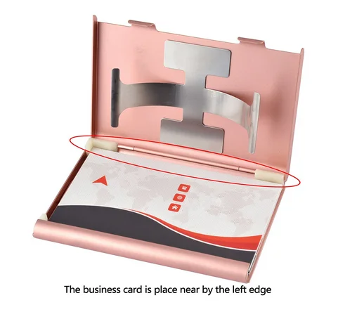 Новые товары, изготовленные на заказ, анодированная алюминиевая кнопка для женщин, визитница с именем, металлический держатель для карт с блокировкой RFID