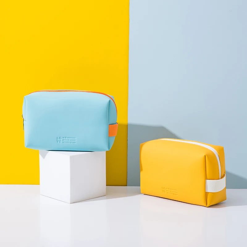 Customized Square Shape waterproof Jelly Cute PU Leather Handbag Women Purse Ladies Cosmetic Bag Clutch Beauty Pouch Make Up Bag