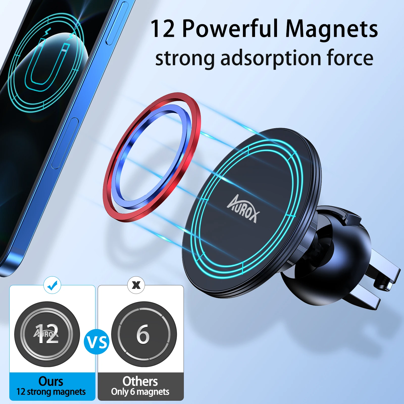 Magsafe 360 Degree Rotation N52 Strong Magnet Mount Universal Air Vent Car Magnetic Phone Holder for iphone12,13 series