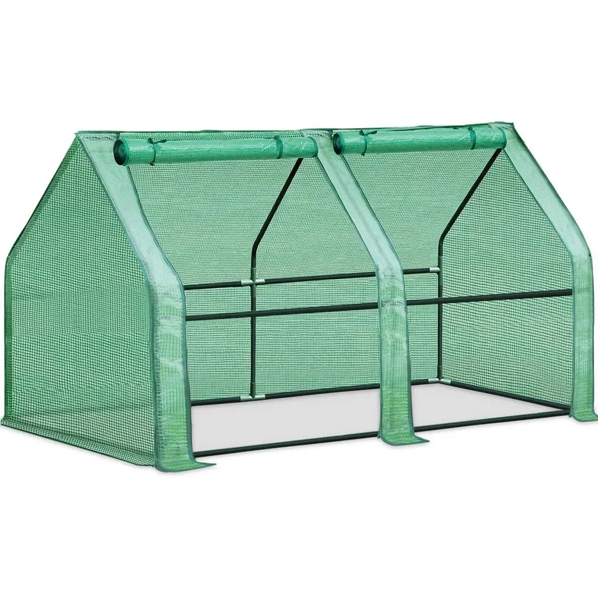 Portable  Greenhouse for Outdoors with Dual Large Zipper Doors & Ground Stakes, Waterproof & UV Protected Plastic Green House