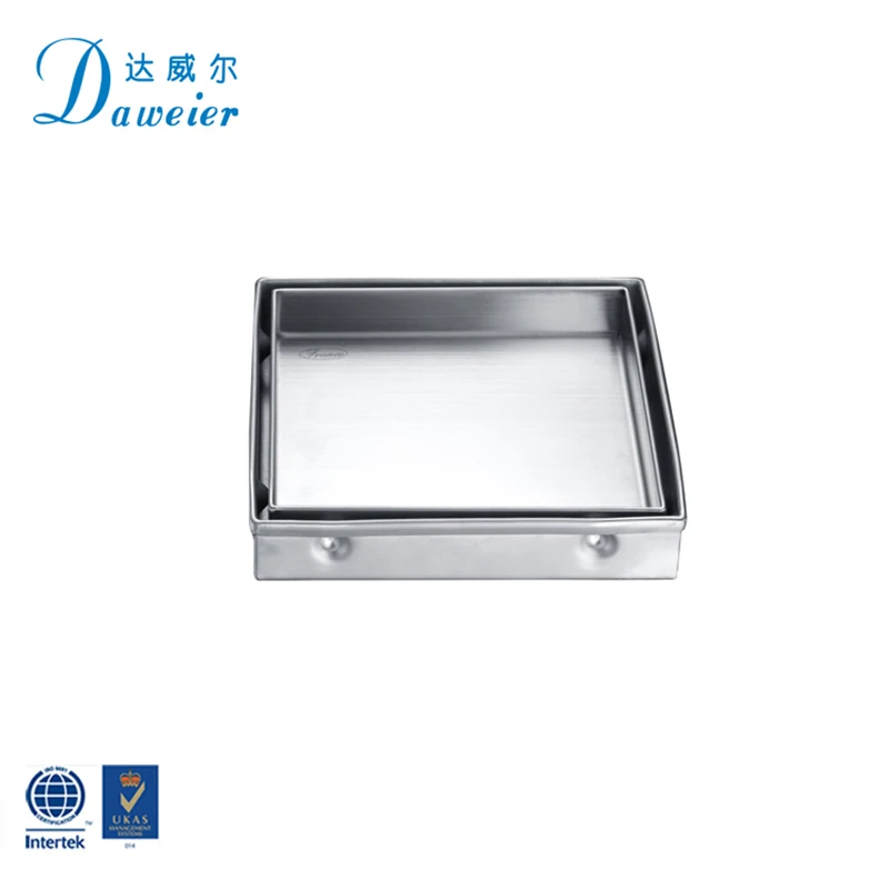 China Manufacturer Long Stainless Steel Tile Insert Square Shower Floor Drain Strainer Floor Drain