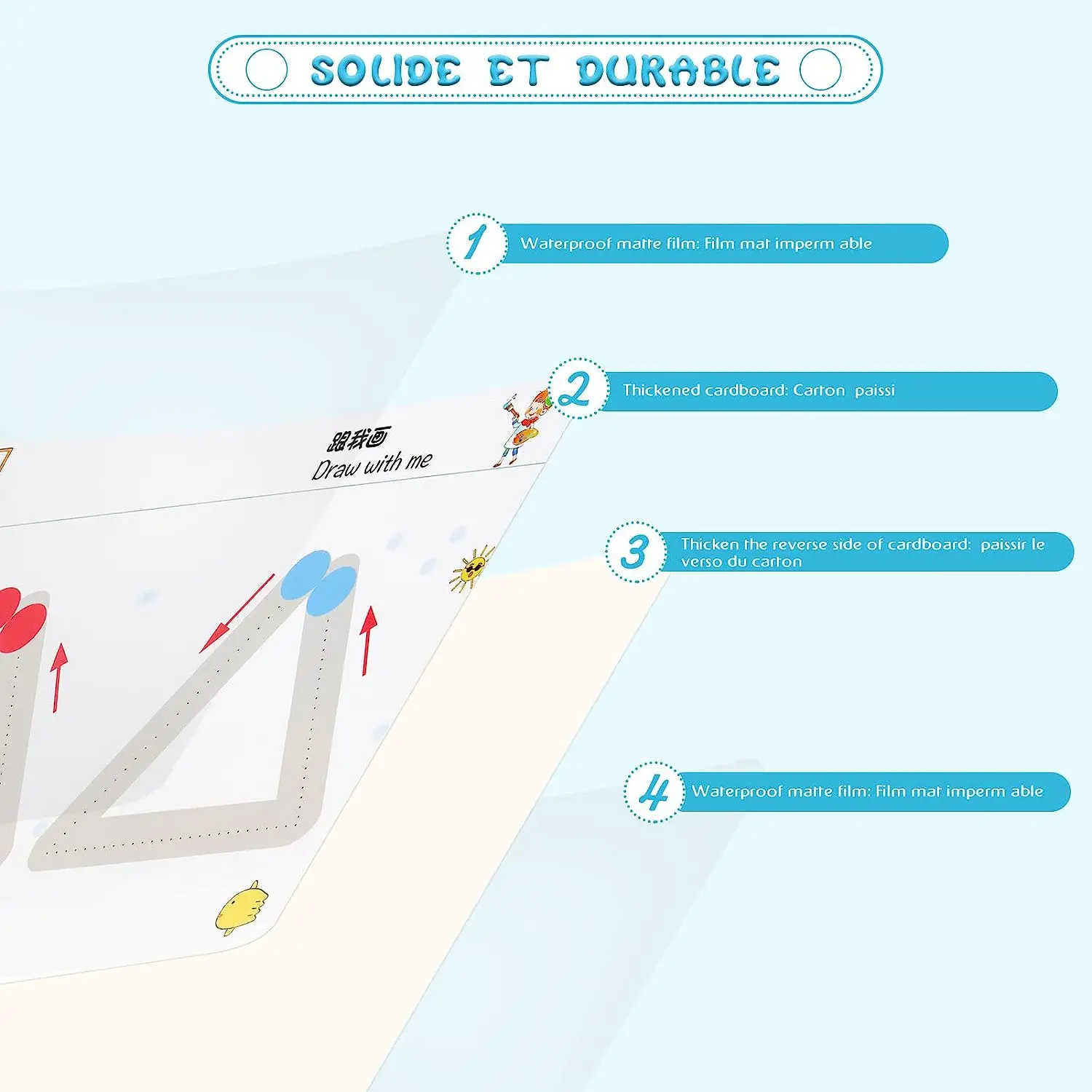 English Hold Books Magic Reusable Writing Card Board For Toddler Kids Pen Control Training Book