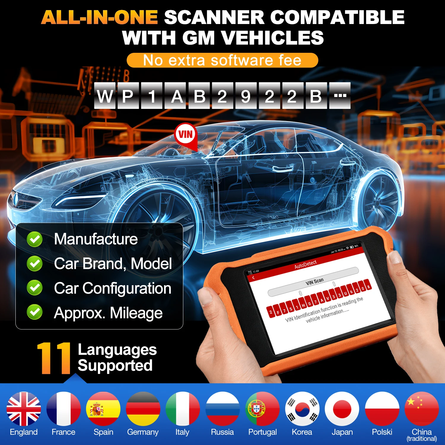 Launch CRE 2.0 For Buick/Chevrolet/Cadillac All System Car Diagnostic Tools for GM Series Lifetime Free Update OBD2 Scanner