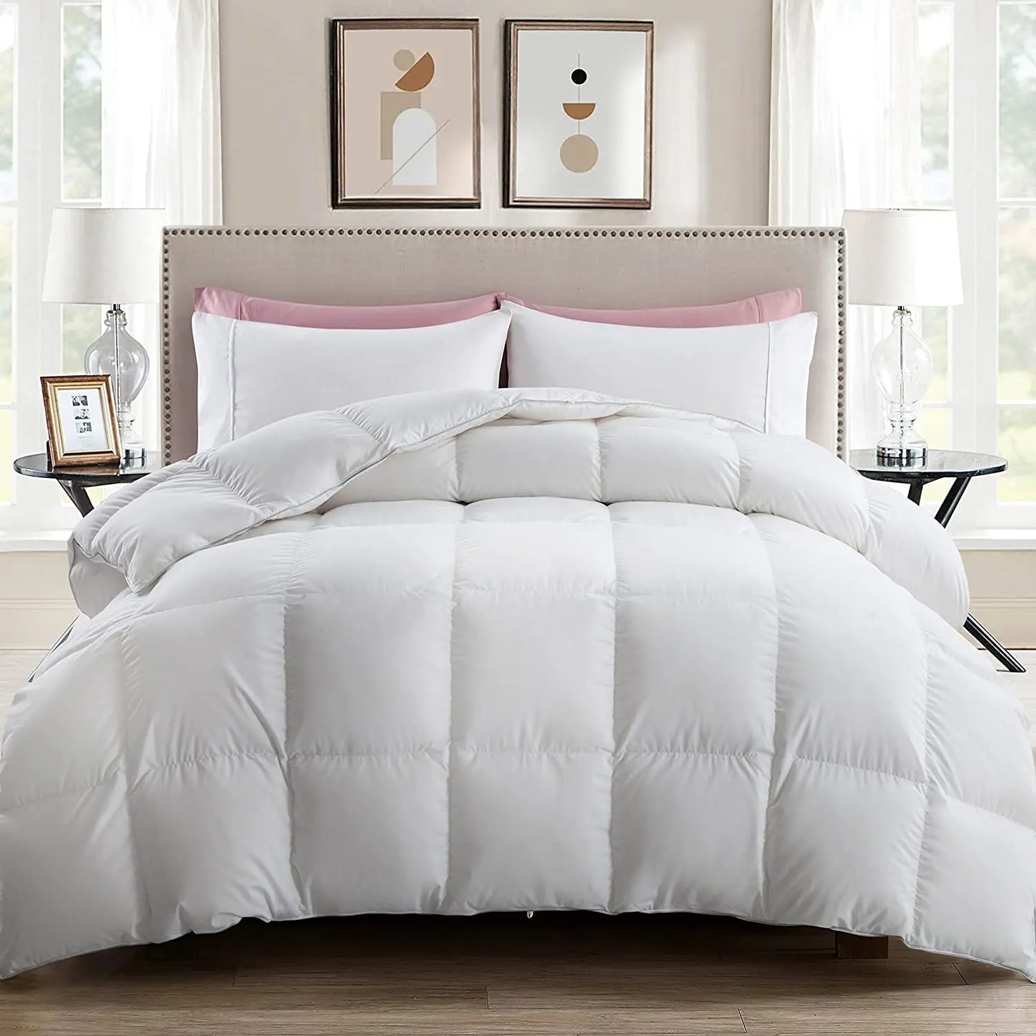 100% cotton square quilting comforter natural down feather insert duvet for home