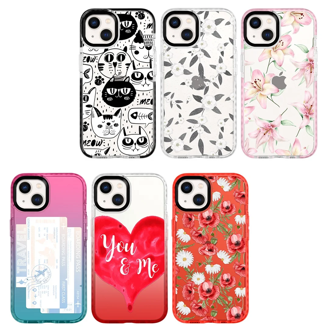 Высокое качество градиент термопластичный эластомер ТПУ Гибридный чехол-накладка, Заказная причудливая милый противоударный чехол для мобильного телефона для iPhone 13 12 SE2 бампер на заднюю панель для телефона Чехлы