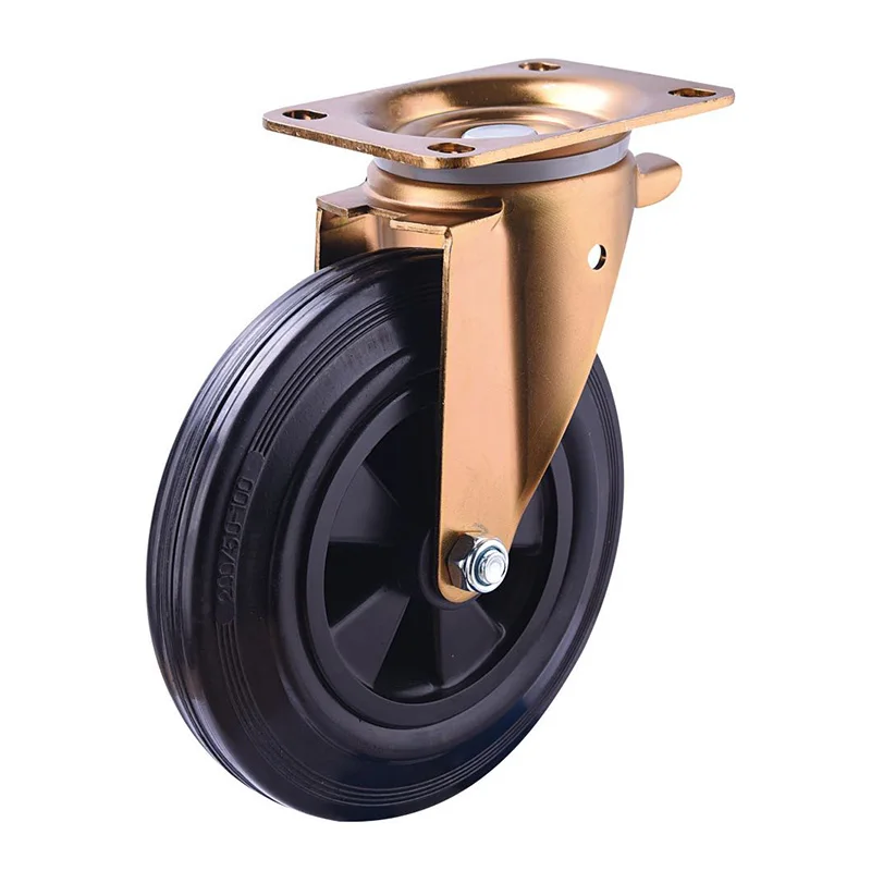 Factory wholesale waste bin caster wheels 6/8 inch industrial caster wheel with brake for waste bin