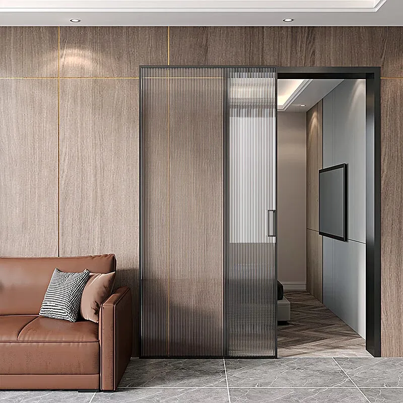 Minimalist glass door popular aluminum bathroom/toilet entry door + glass sliding door