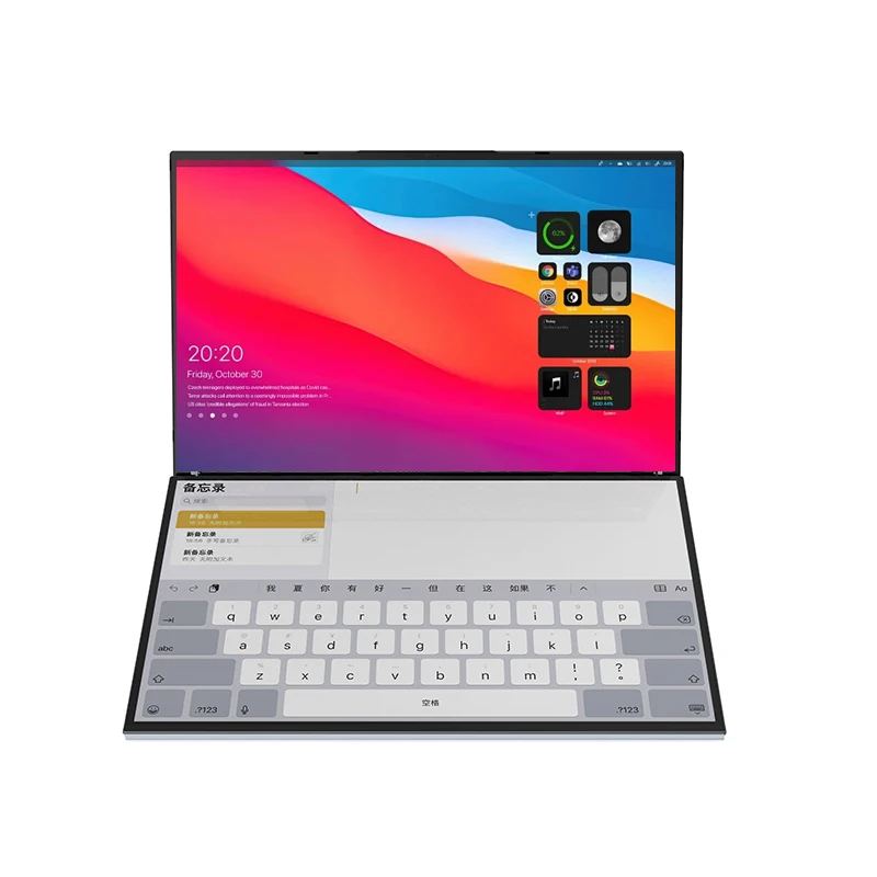 OEM ODM Dual Screen Laptop 16 inch+16 inch Touch Screen Laptop I5 I7 12th Gen Notebook Dual Touch Screen Business Laptop